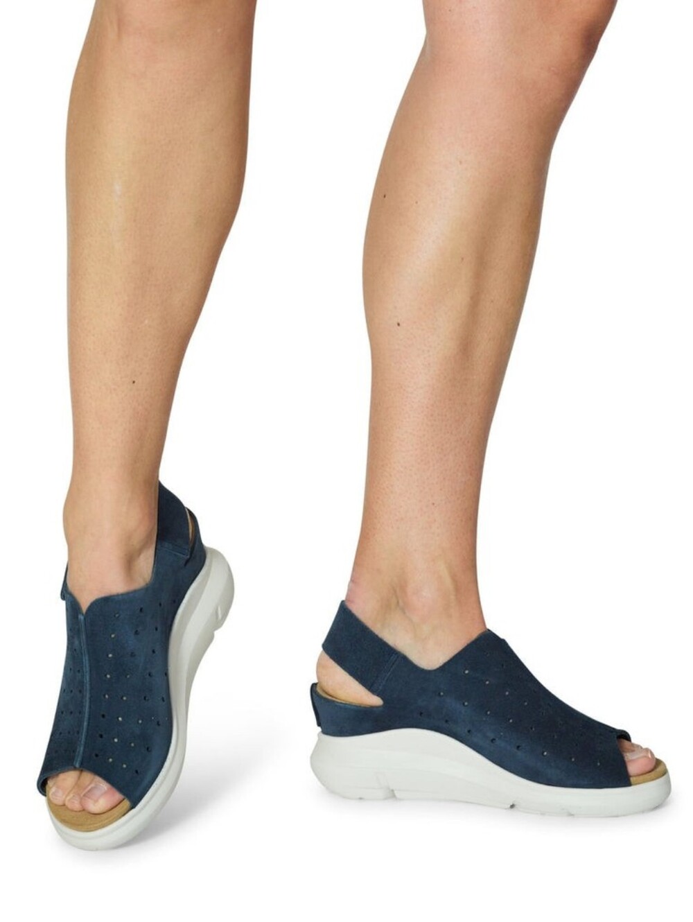 ON FOOT | Leandra Perforated Leather Wedge Sandal